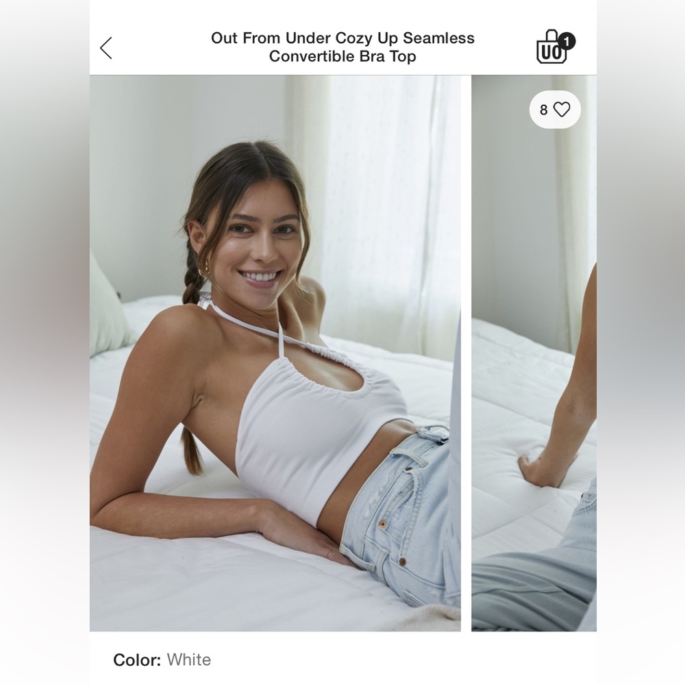 Urban Outfitters Out From Under White Bra Top XS S Cozy Up Convertible Bra Top